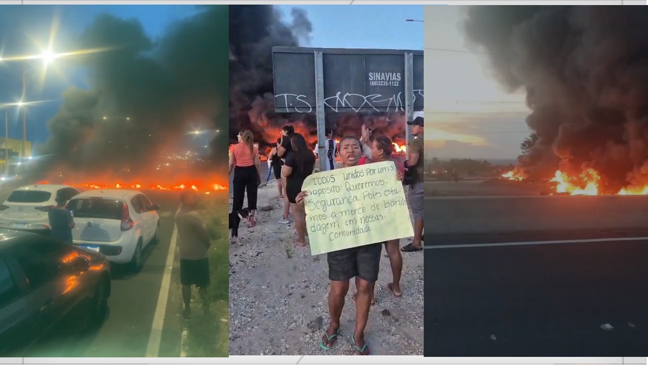 Manifestantes interditam BR-316 em Teresina; protesto tem relação com o latrocínio de açougueiro 