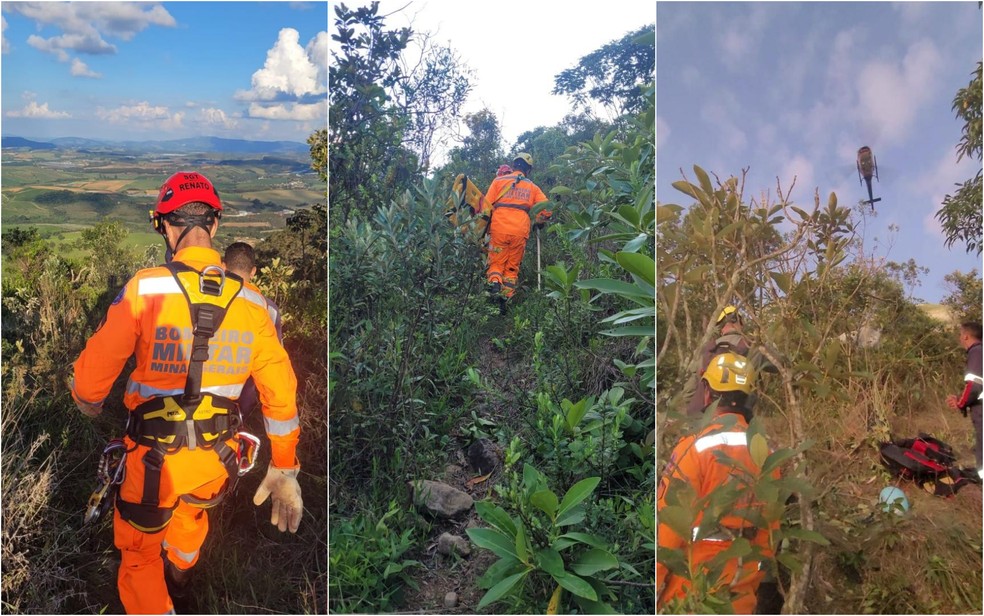 Homem morre após sofrer acidente durante voo de paraglider no Pico do Gavião, em Andradas, MG — Foto: Corpo de Bombeiros