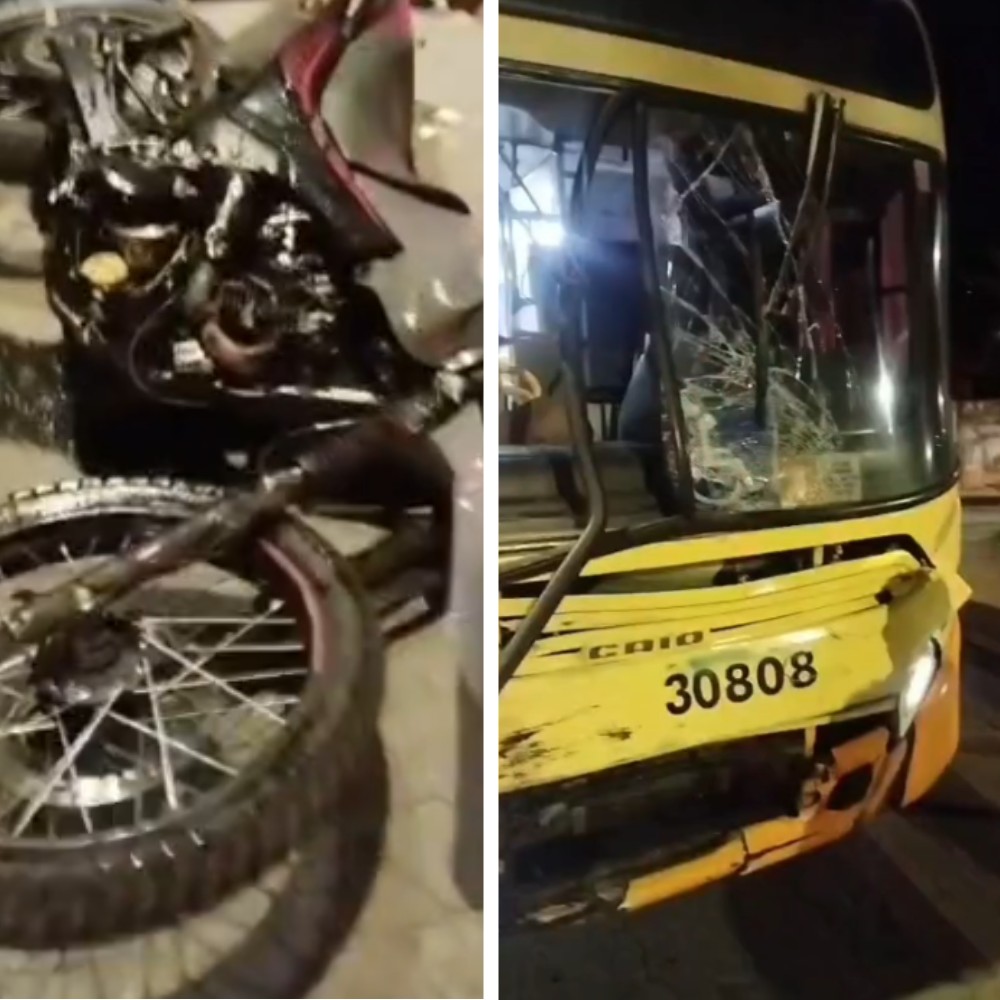 Duas pessoas morrem em acidente entre moto e ônibus em BH