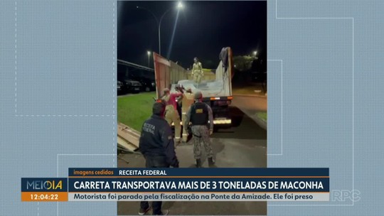 Carreta com 3 toneladas de maconha é apreendida na Ponte da Amizade - Programa: Meio Dia Paraná - Ponta Grossa 