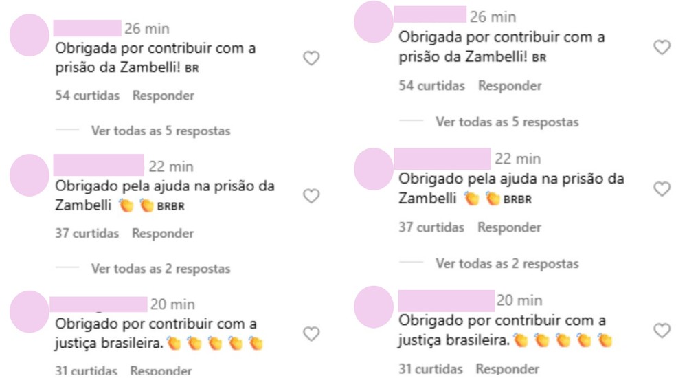 Brasileiros vão a perfil de Angelo Bonelli para agradecer por ele informar endereço de Carla Zambelli à polícia — Foto: Reprodução/X