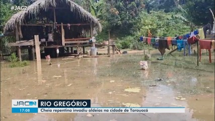 Cheia repentina invadiu aldeias na cidade de Tarauacá