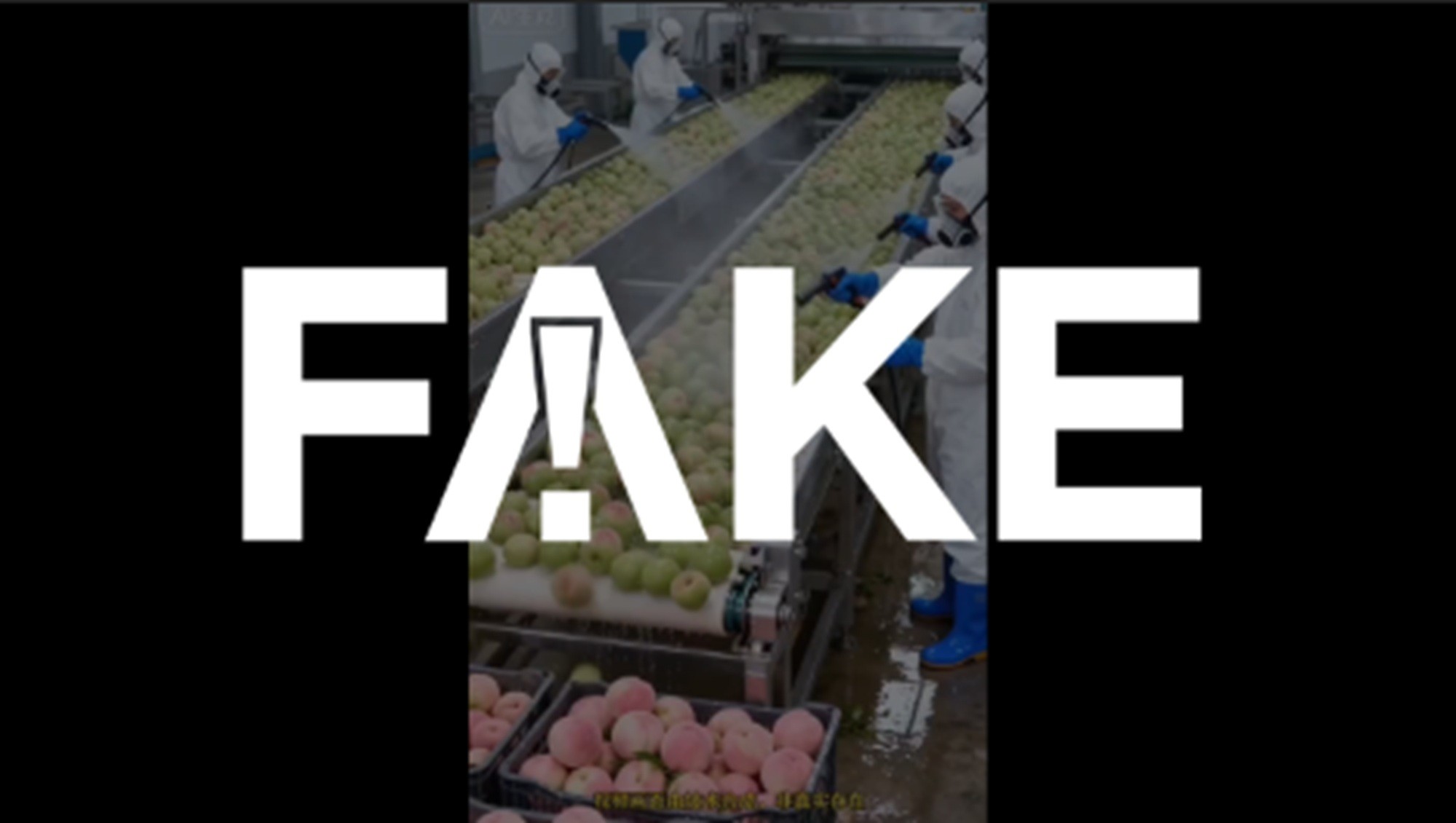 É #FAKE vídeo de operários 'tingindo' frutas e verduras em fábrica na China; cena foi criada com inteligência artificial