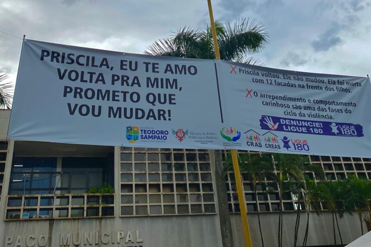 'Priscila voltou e foi morta': cidade no interior de SP espalha faixas com alertas contra violência doméstica
