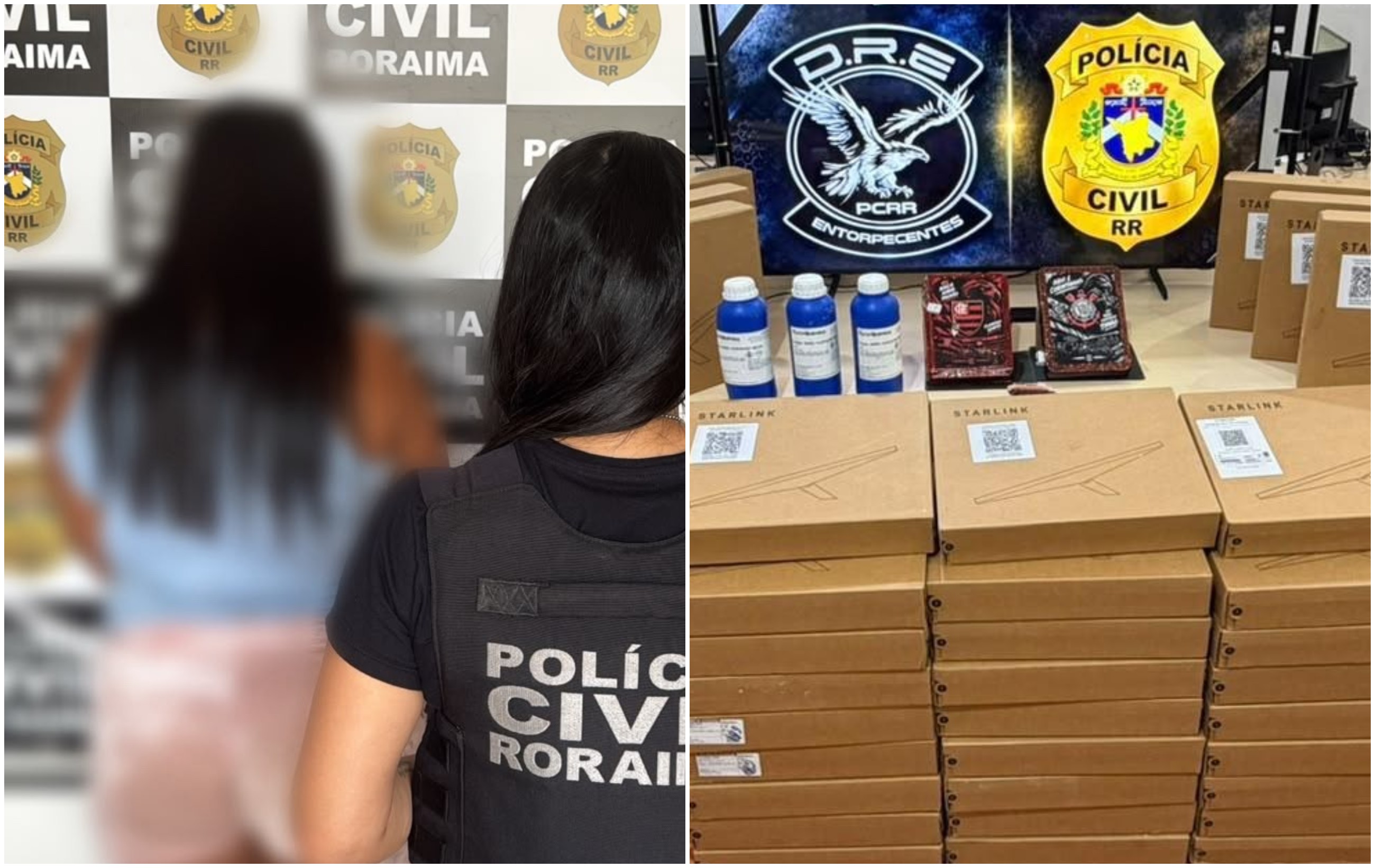 Mulher é presa com cocaína escondida dentro de quadros de times de futebol em Boa Vista