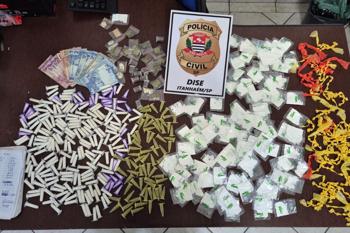 Homem é preso com quase 800 porções de drogas no litoral de SP
