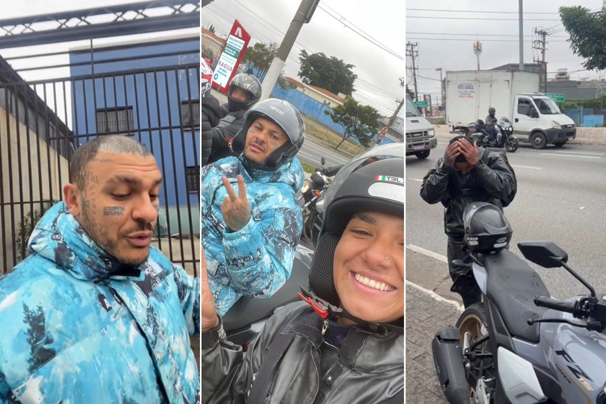 Motogirl viraliza após ser surpreendida por Toguro e ganhar capacete em SP; VÍDEO