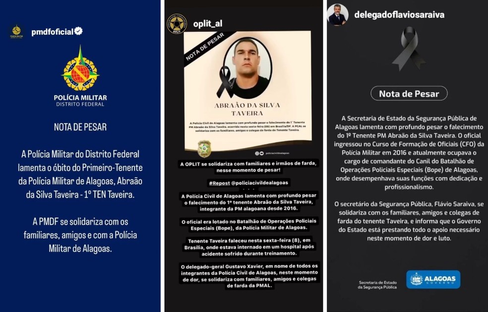 Instituições lamentam morte de comandante do Bope que se feriu em treinamento no DF — Foto: Reprodução