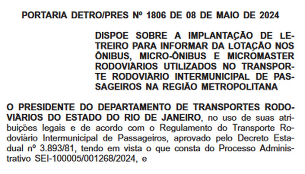 Letreiros devem informar sobre a lotação de ônibus intermunicipais — Foto: Reprodução/ TV Globo