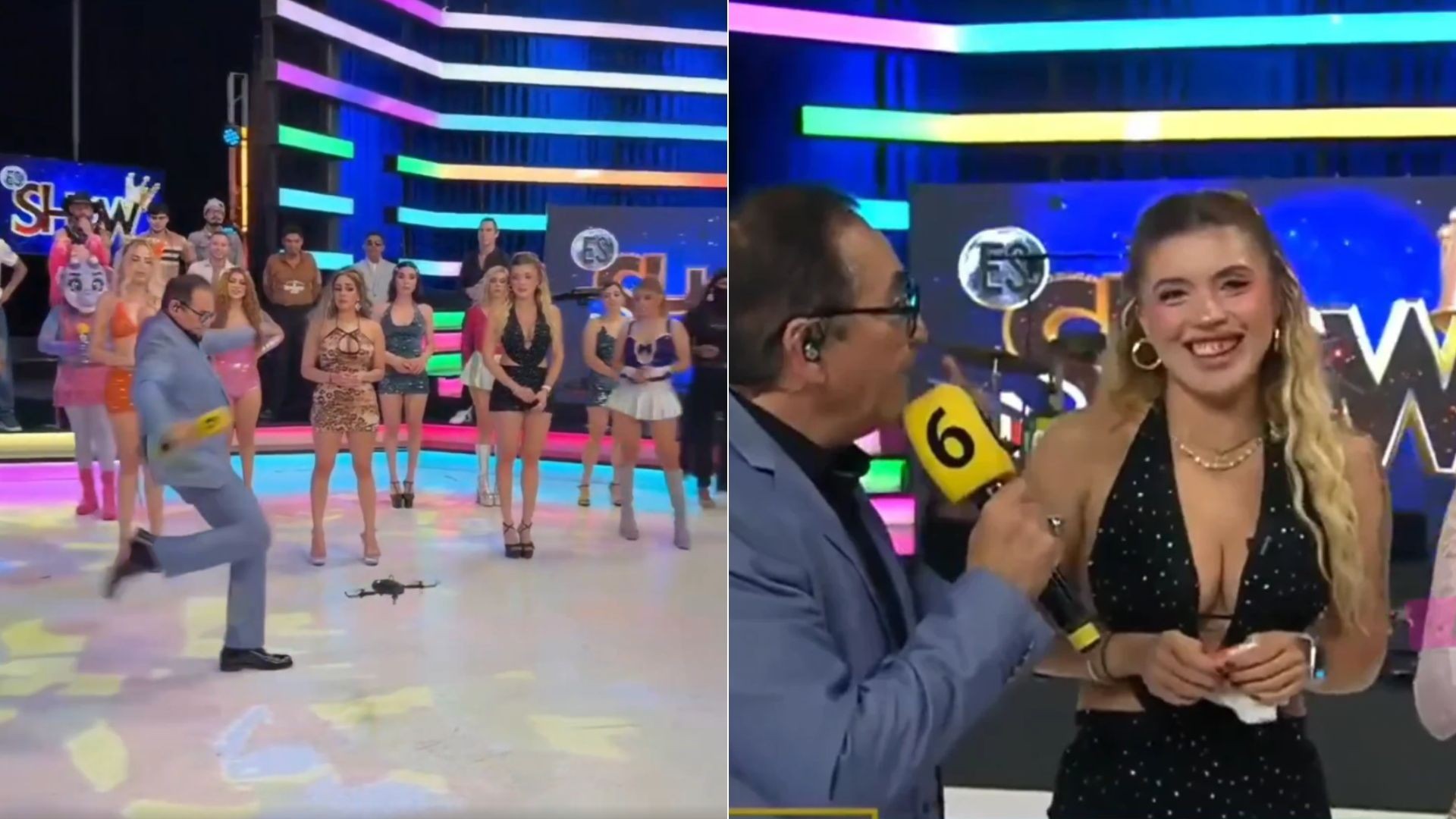 apresentador de TV chuta drone no rosto de modelo durante programa ao vivo no México — VÍDEO