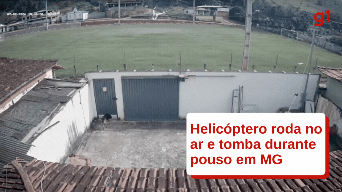Vídeo mostra helicóptero rodando no ar e tombando durante pouso em MG