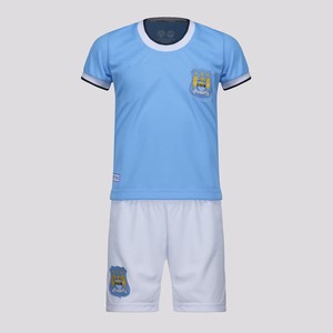 Kit Infantil Manchester City Retrô Azul