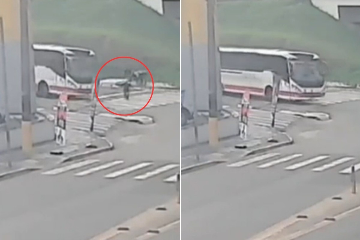 Idoso tropeça em faixa de pedestres e é atropelado por ônibus no interior de SP; VÍDEO