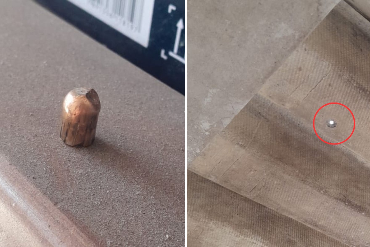 Mulher toma um susto após teto de garagem ser atingido por bala perdida no litoral de SP; VÍDEO