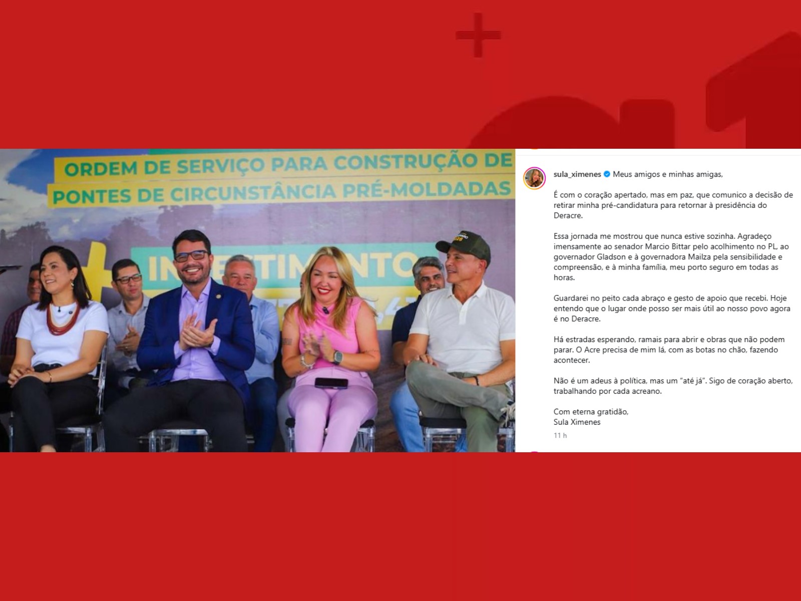 Eleições 2026 no Acre: Sula Ximenes reassume Deracre quase 2 meses após deixar presidência para pré-candidatura