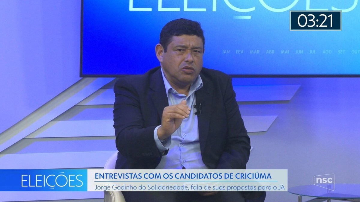 Eleições em Criciúma: Jorge Godinho (Solidariedade) é entrevistado no Jornal do Almoço, da NSC TV