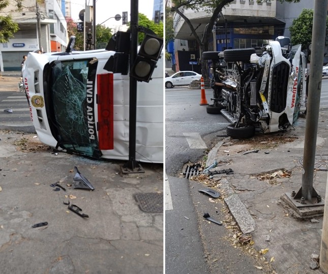 Viatura da Polícia Civil que iria para desfile do Sete de Setembro capota e deixa dois feridos; VÍDEO