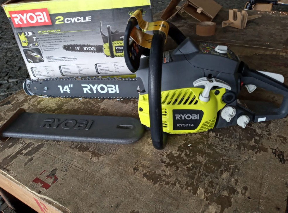 Motosserra disponibilizada no leilão da Receita Federal pode ser arrematado por lances a partir de R$ 650 — Foto: Divulgação/ Receita Federal