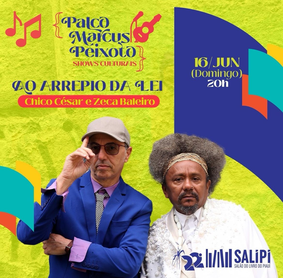 Salipi 2024: Chico César e Zeca Baleiro encerram o 22º Salão do Livro do Piauí