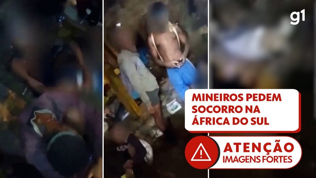 Em meio a corpos em decomposição, mineiros presos em mina artesanal pedem socorro na África do Sul; VÍDEO