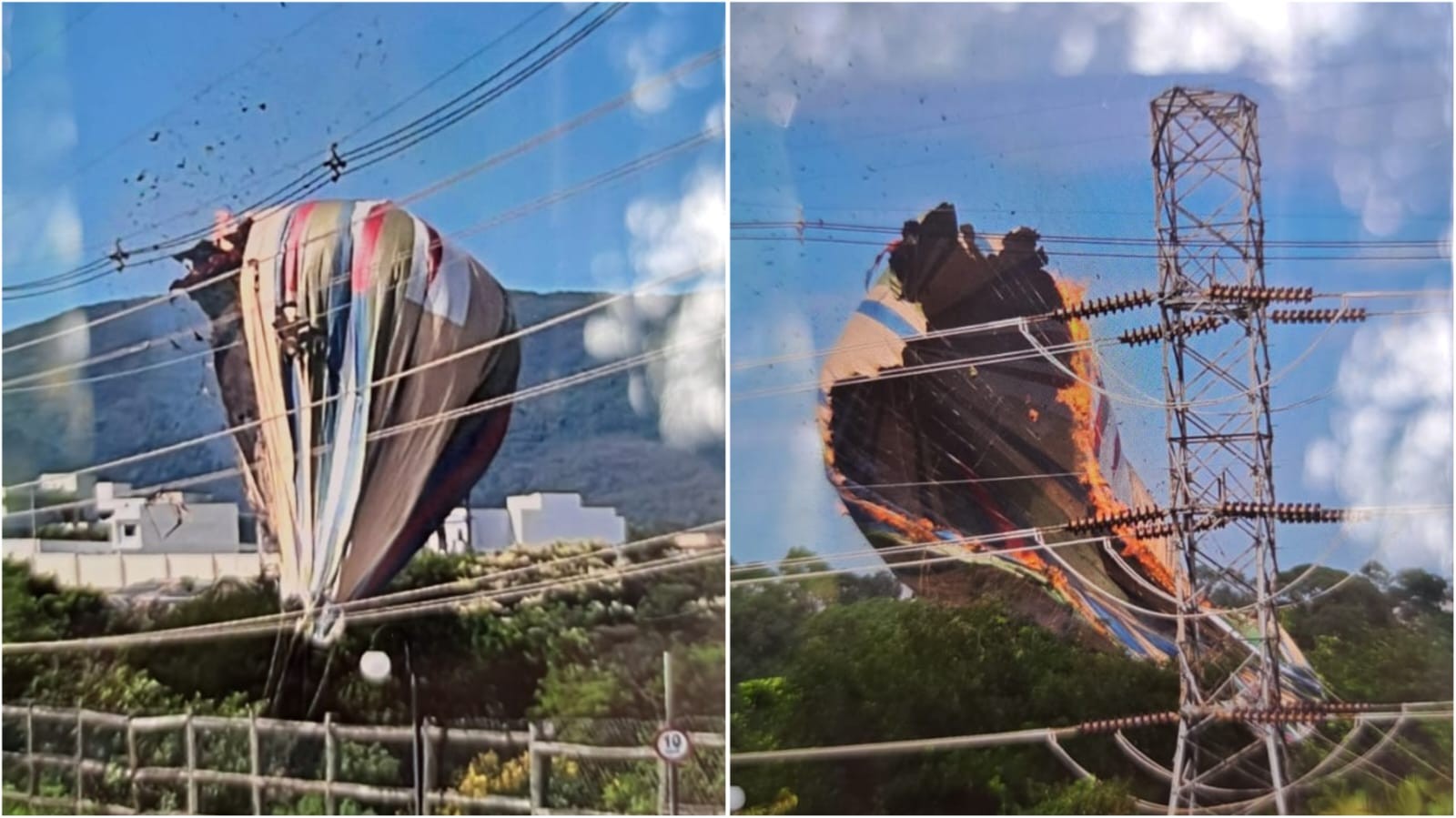 Balão cai em área de mata e atinge fios de de alta tensão em Jundiaí