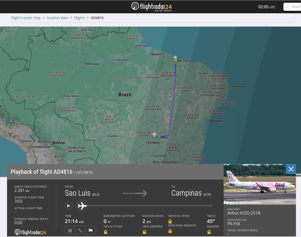 Voo da Azul faz pouso de emergência no Aeroporto de Brasília após suspeita de bomba