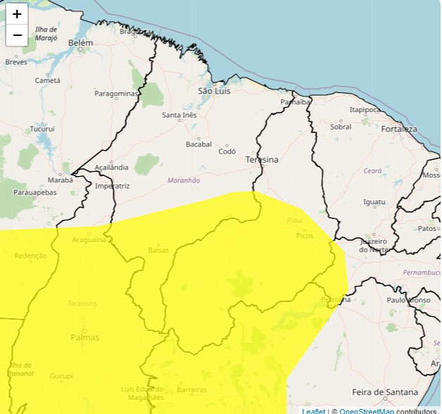 Inmet faz alerta de perigo para chuvas intensas no Sul do Maranhão; veja lista de cidades