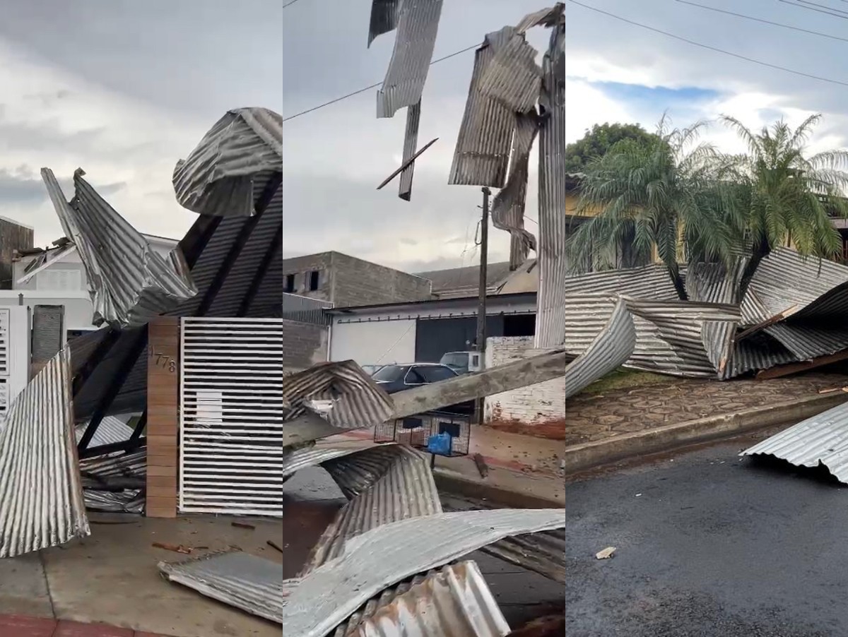 Vendaval de 2 minutos destelha casas e deixa rastro de destruição em SC; VÍDEO