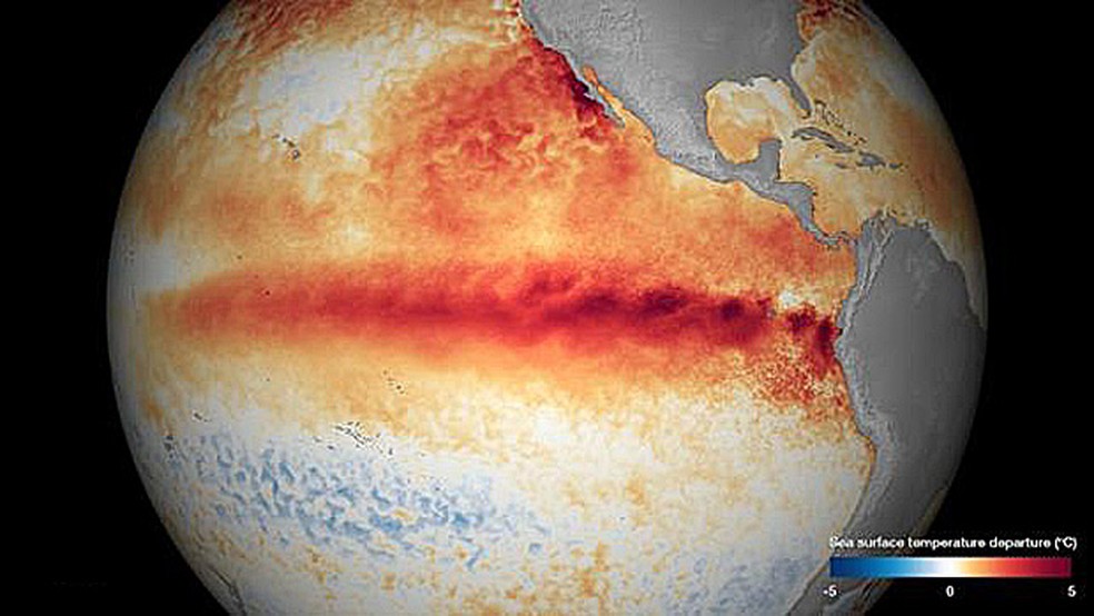 El Niño ilustrado no globo terrestre. — Foto: NOAA