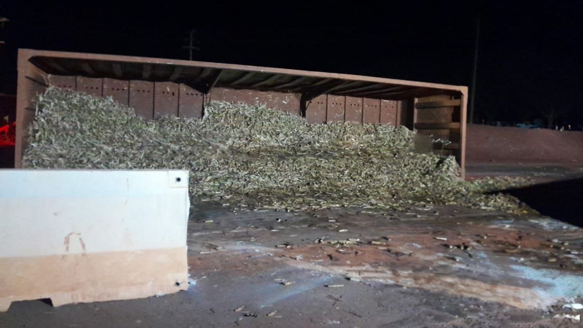 Carreta bi-trem tomba com 60 t de cana e interdita rodovia em Florínea
