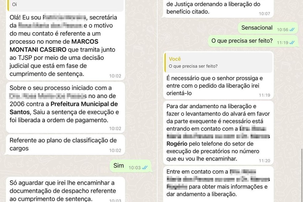 Médico Marcos Caseiro recebeu mensagens sobre liberação de ordem de pagamento do processo — Foto: Arquivo pessoal