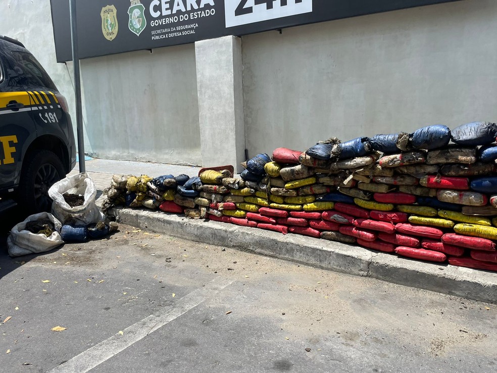 Os 200 kg de skunk estavam escondidos em seis pneus na carroceria de uma caminhonete. — Foto: Mateus Ferreira/TVM