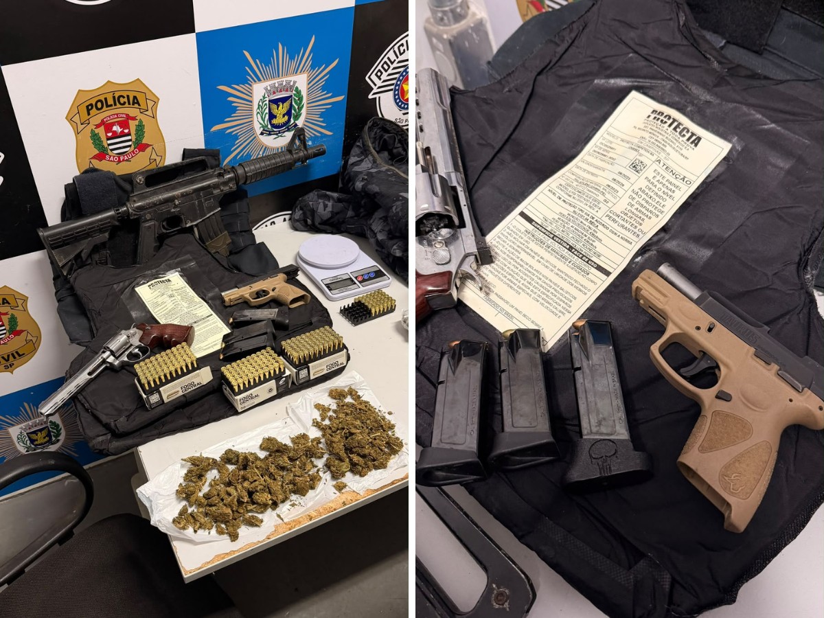 Mulher é presa com armas e colete furtado da Guarda em Campinas; namorado tenta subornar policiais
