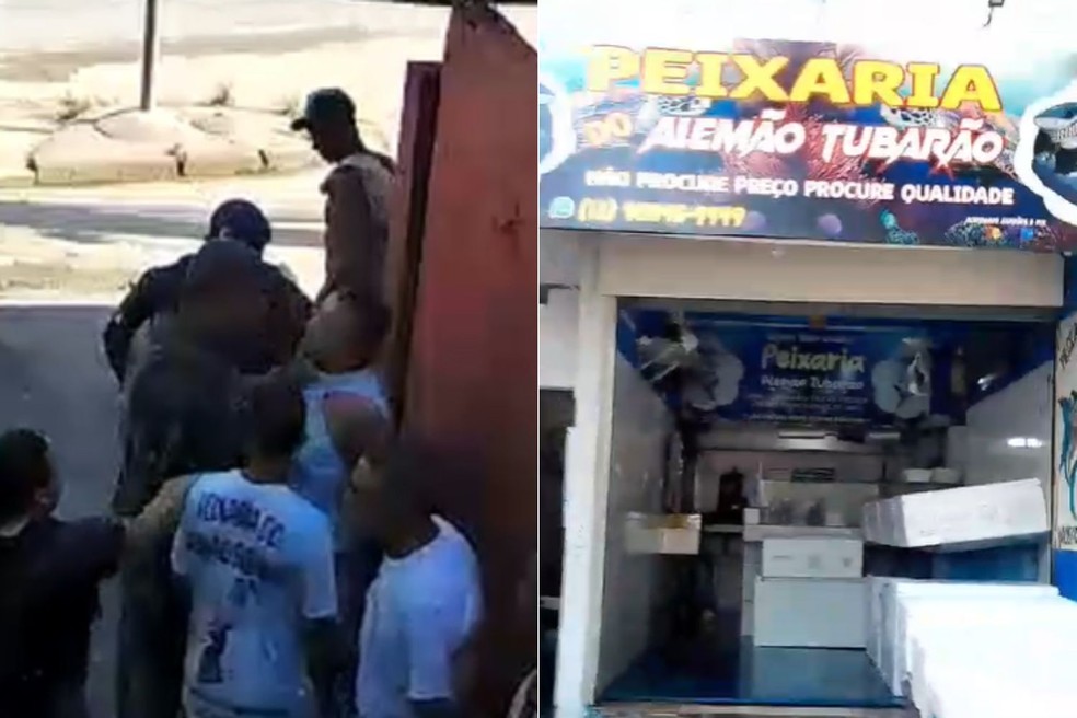 Abordagem aconteceu em frente peixaria de Guarujá (SP) — Foto: Arquivo Pessoal