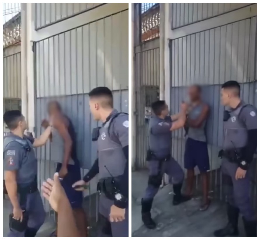 VÍDEO: PM imobiliza homem negro pelo pescoço e joga spray de pimenta no rosto dele durante abordagem em SP