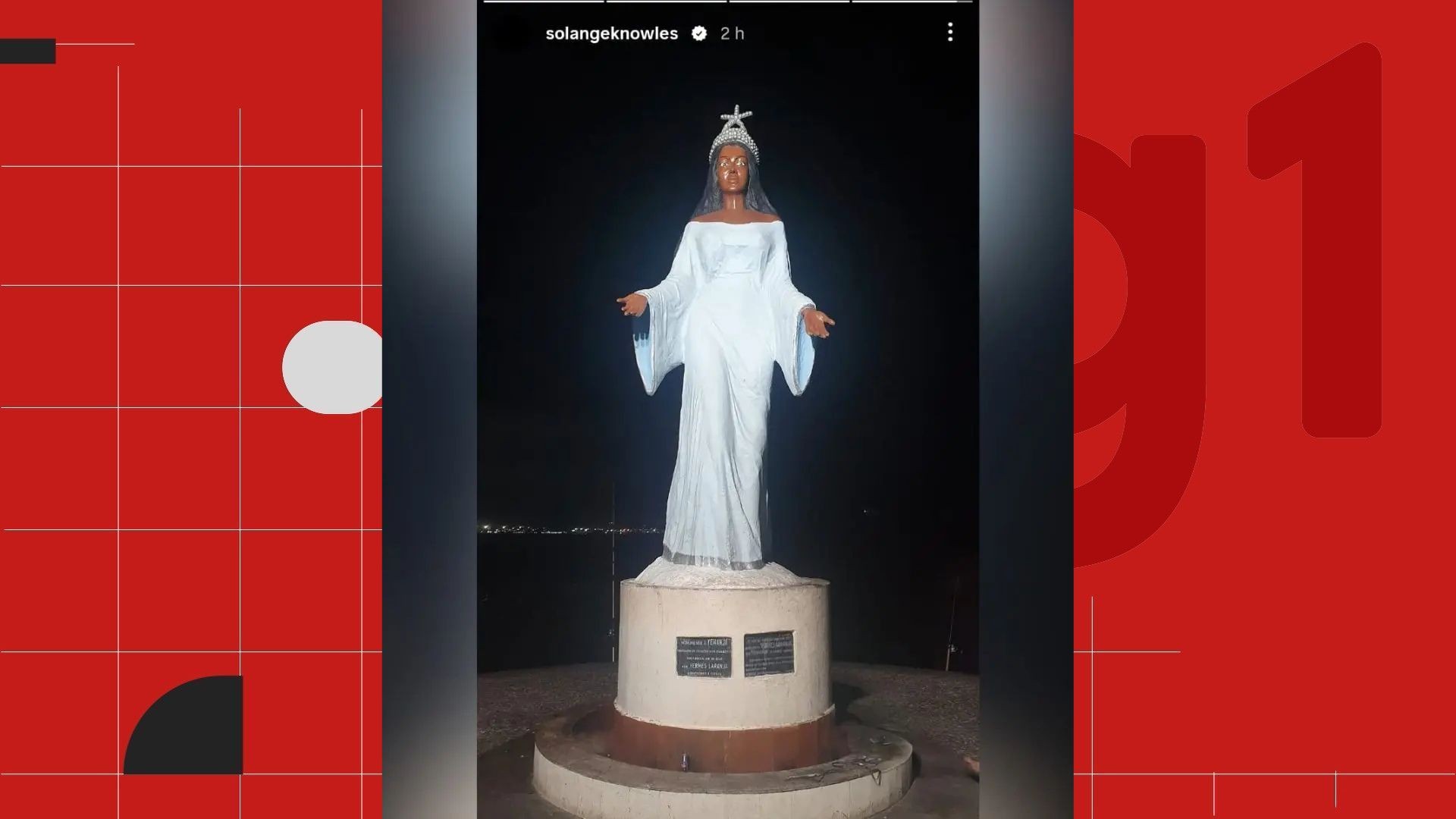 Irmã de Beyoncé posta foto da escultura de Iemanjá em Vitória