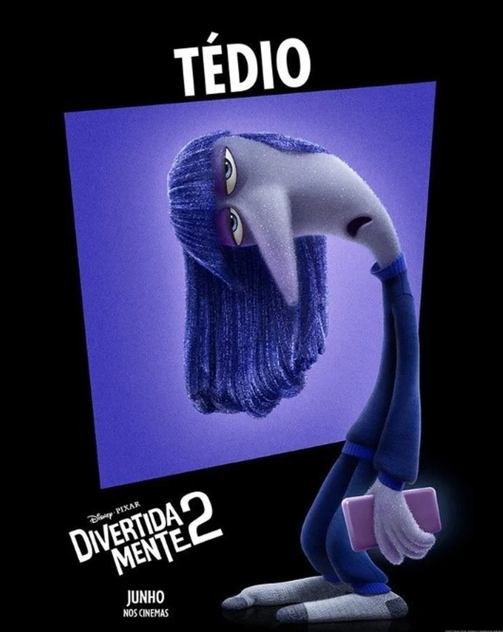 Tédio representando como personagem em Divertidamente 2 — Foto: Reprodução/Instagram de Disney Studios