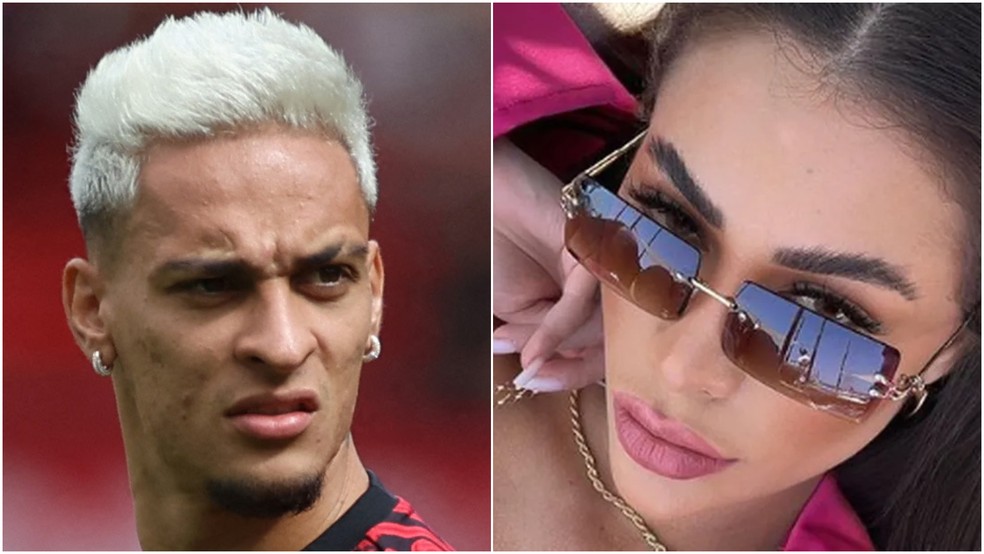 Montagem com fotos do jogador do Manchester United Antony e da DJ e influenciadora Gabriela Cavallin — Foto: Phil Noble/Reuters e djgabicavallin/Instagram