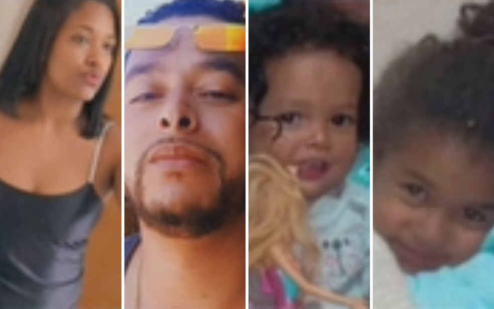 Luana, Fábio, Luara e Laura, vítimas do acidente em Águas Lindas de Goiás — Foto: Reprodução/TV Anhanguera
