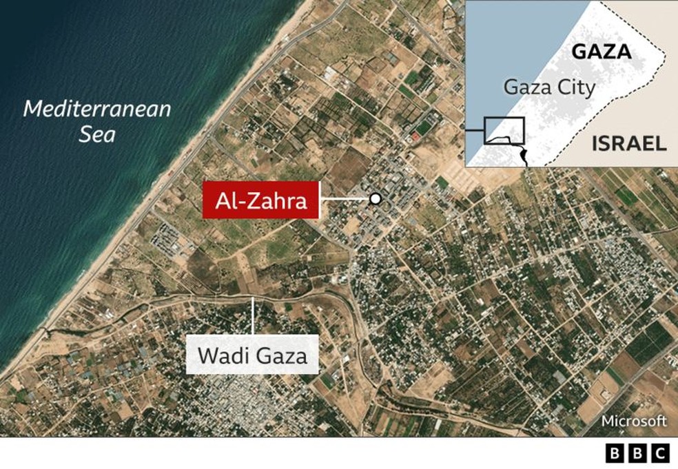 Veja a localização do bairro mais nobre da Faixa de Gaza — Foto: BBC