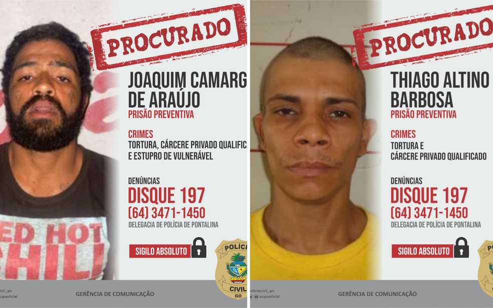 Suspeitos procurados pela Polícia Civil em caso de clínica clandestina de reabilitação em Pontalina — Foto: Divulgação/Polícia Civil