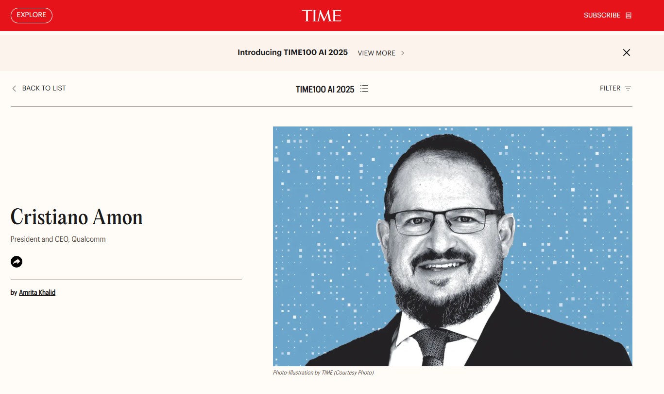 Cristiano Amon: quem é o brasileiro eleito entre os 100 líderes mais influentes em IA pela revista Time