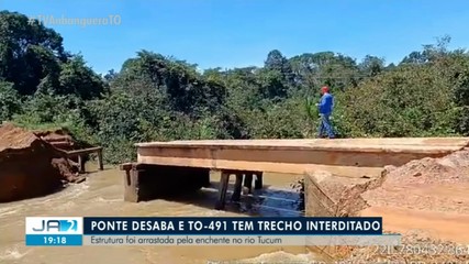 Ponte desaba e TO-491 fica interditada, no sul do estado