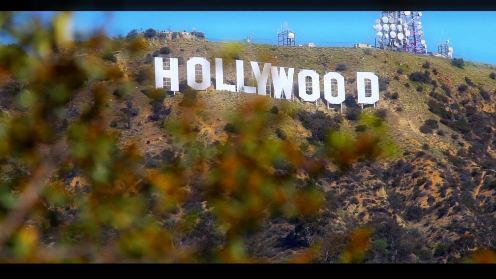 Placa de Hollywood, nos Estados Unidos — Foto: Globo Repórter/ Reprodução