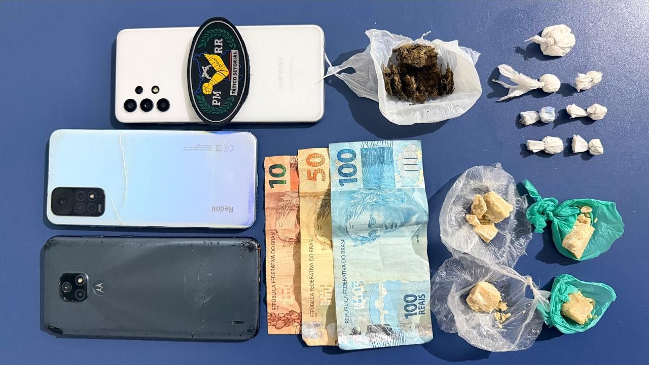 Trio é preso após ser flagrado com drogas em praça de Boa Vista