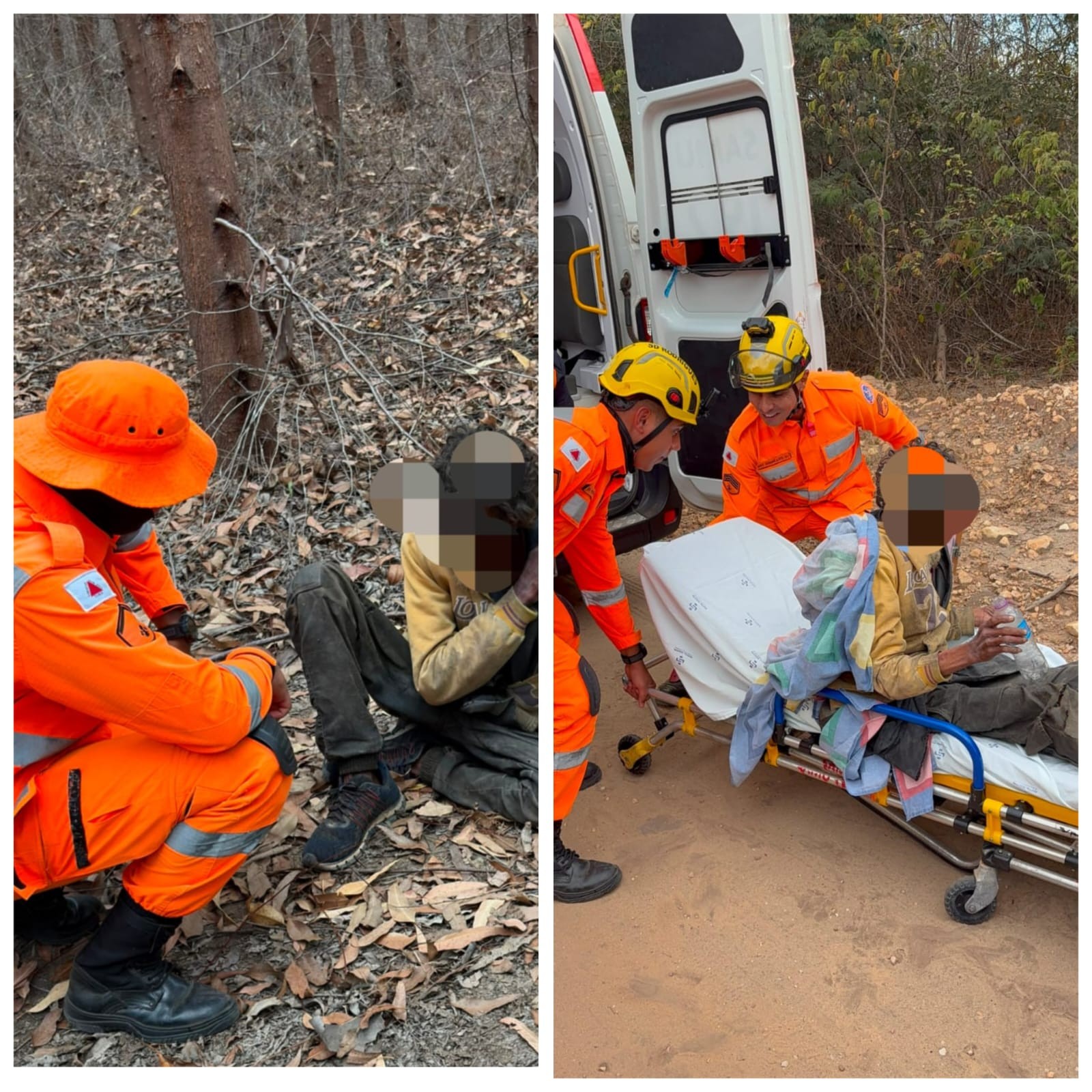 Homem desaparecido há quatro dias é resgatado pelos bombeiros em área de eucalipto em Taiobeiras
