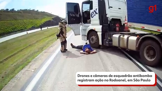 Drones e câmeras de esquadrão antibomba registram ação no Rodoanel - Programa: G1 SP 