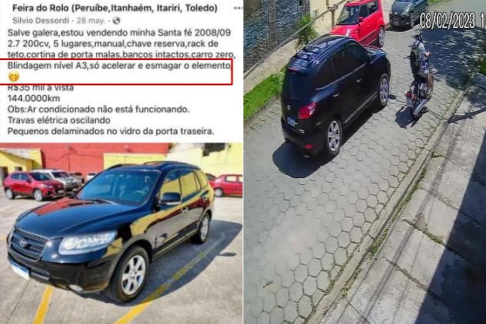 Silvio tentou vender o carro envolvido no acidente  em Itanhaém (SP) — Foto: Reprodução/TJ-SP