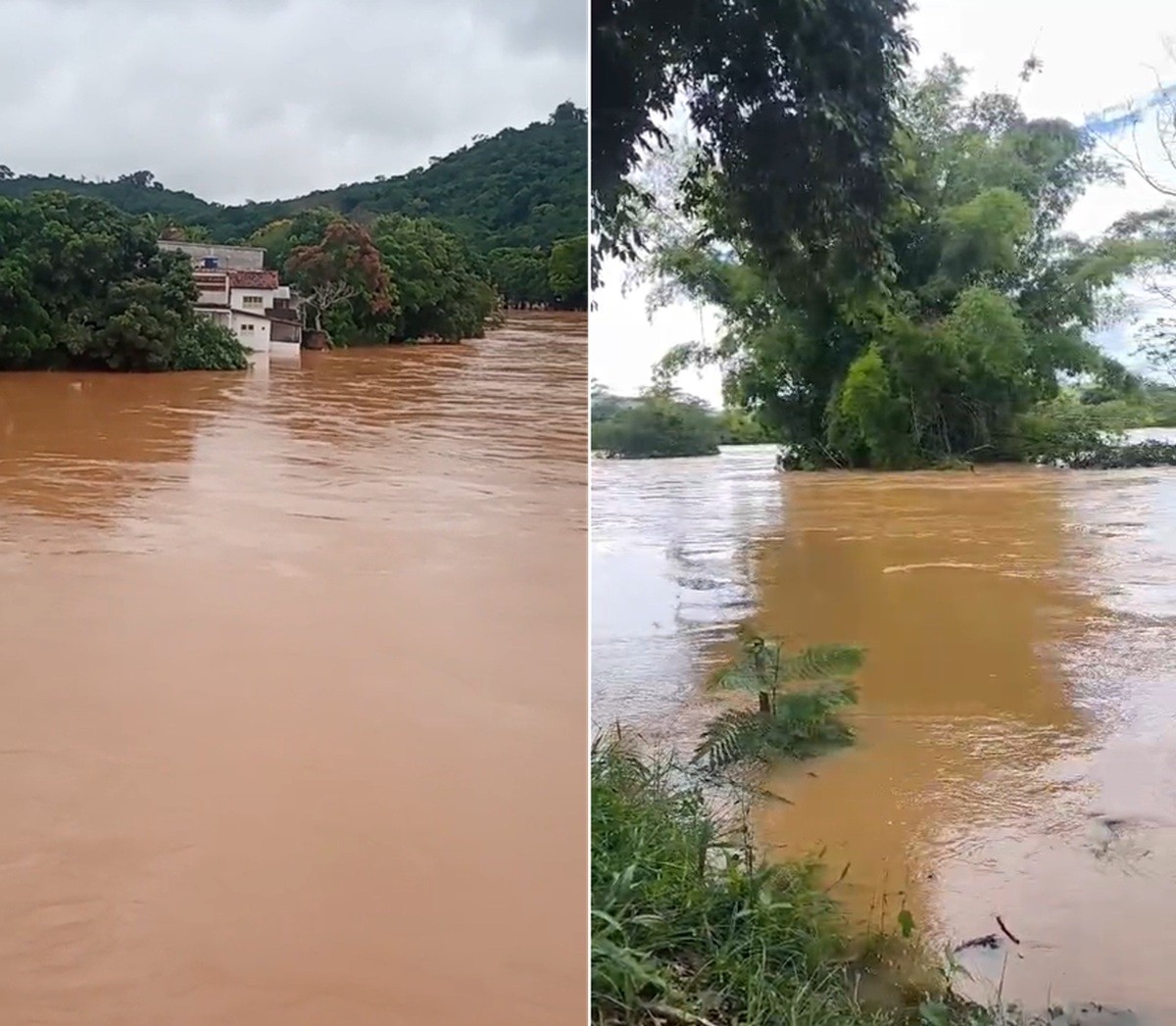Rio Pomba ultrapassa cota de transbordo e provoca inundações em Santo Antônio de Pádua