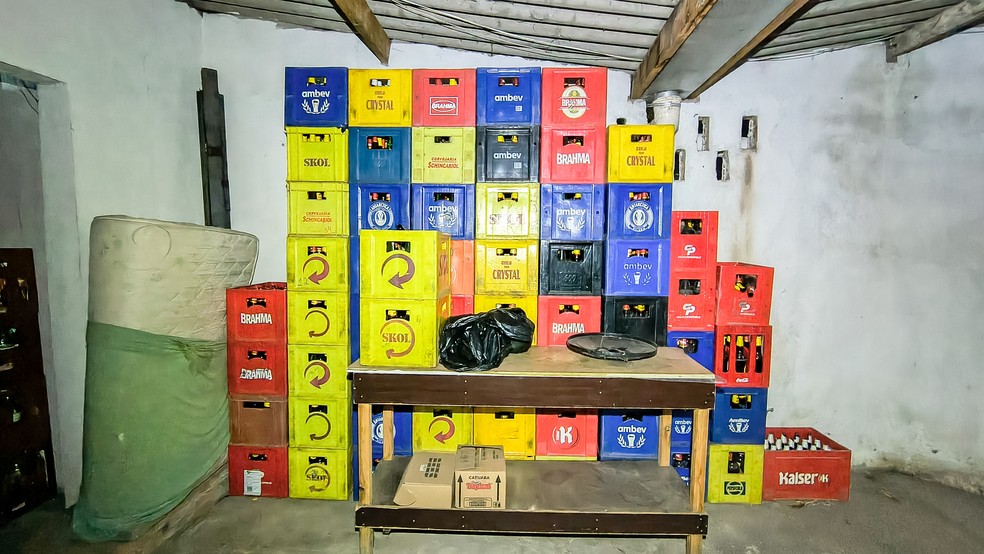 Durante a fiscalização, diversas unidades de bebidas alcoólicas adulteradas foram apreendidas — Foto: Erlan Aquino